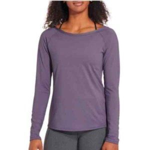 CALIA by Carrie Underwood Elastic Strap V-Back Long Sleeve- Purple